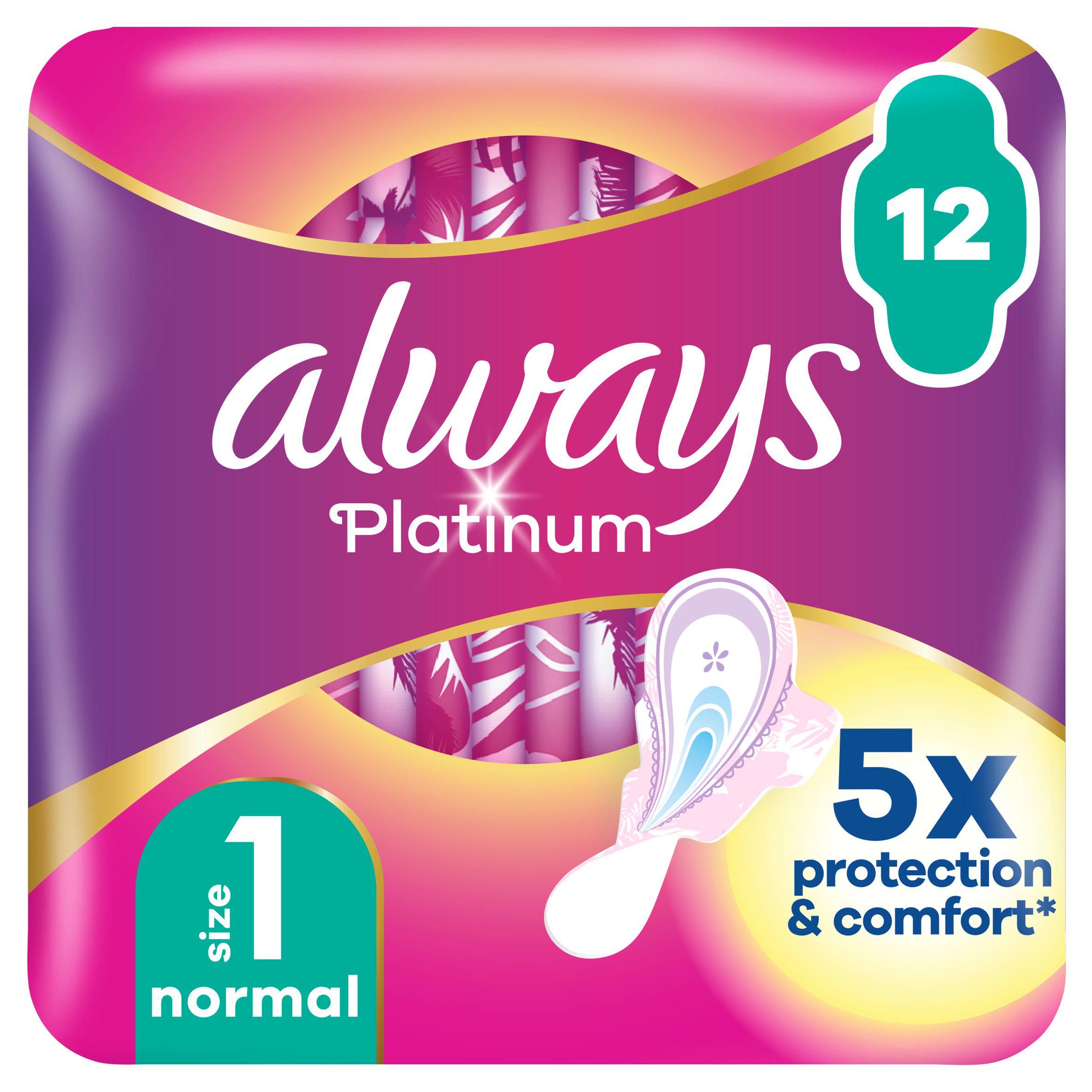 Always Platinum Normal (Size 1) Sanitary Towels Wings x12 - McGrocer