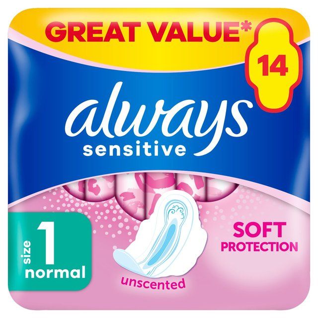 Always Sanitary Towels Sensitive Normal (Size 1) Wings 14 per pack - McGrocer