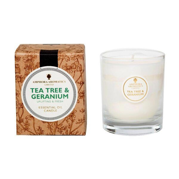 Amphora Aromatics Tea Tree & Geranium 40Hr Pot Candle. - McGrocer