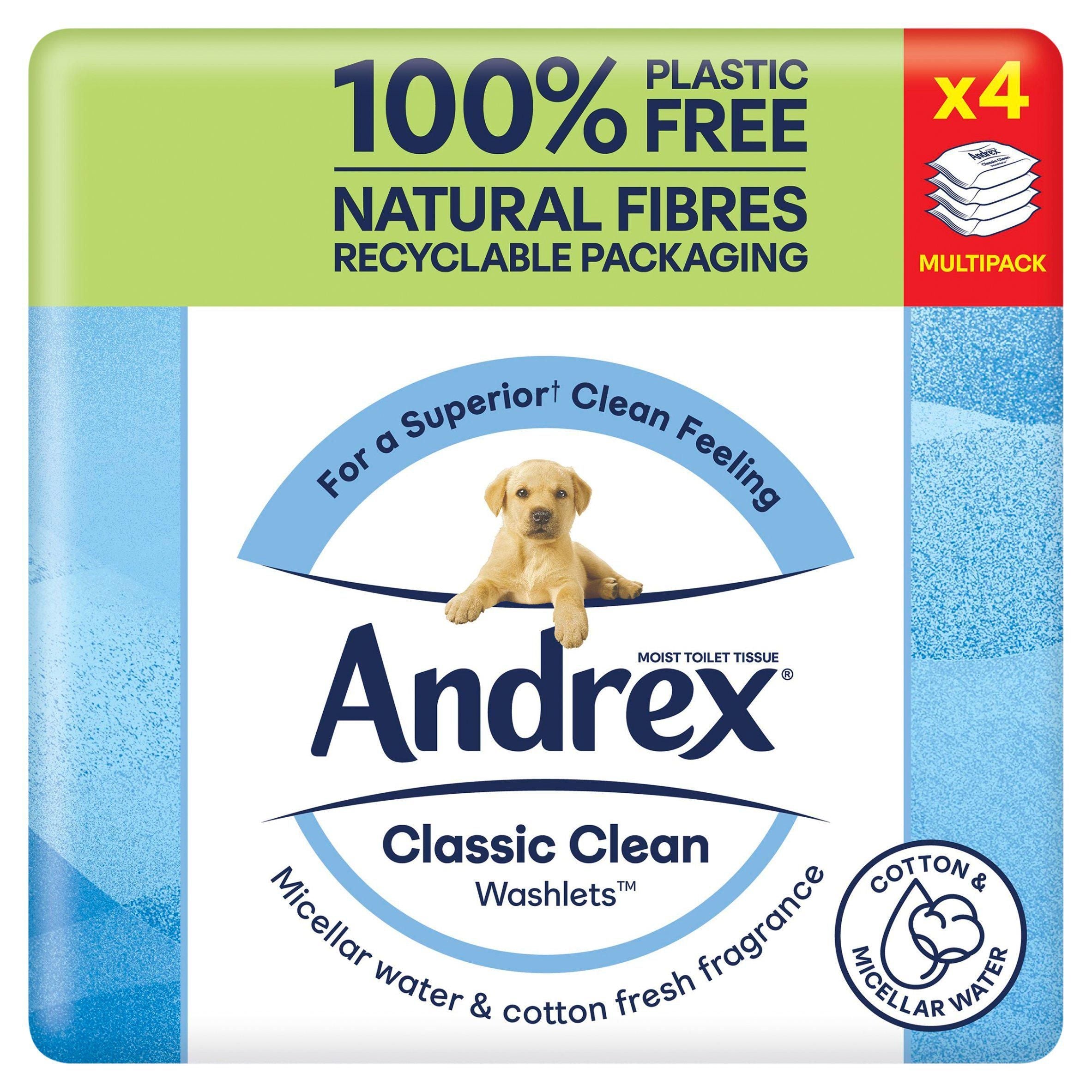 Andrex Classic Clean Washlets Flushable Moist Toilet Tissue Wipes 4x36 Sheets - McGrocer