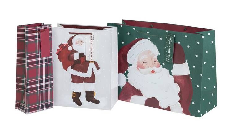 Argos Home Large Santa Bottle Christmas Gift Bags - 3 Pack - McGrocer