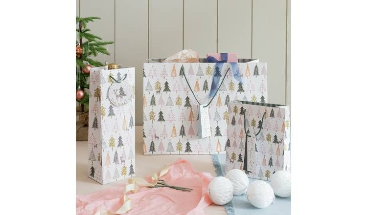 Argos Home Medium Trees Bottle Christmas Gift Bags - 3 Pack - McGrocer