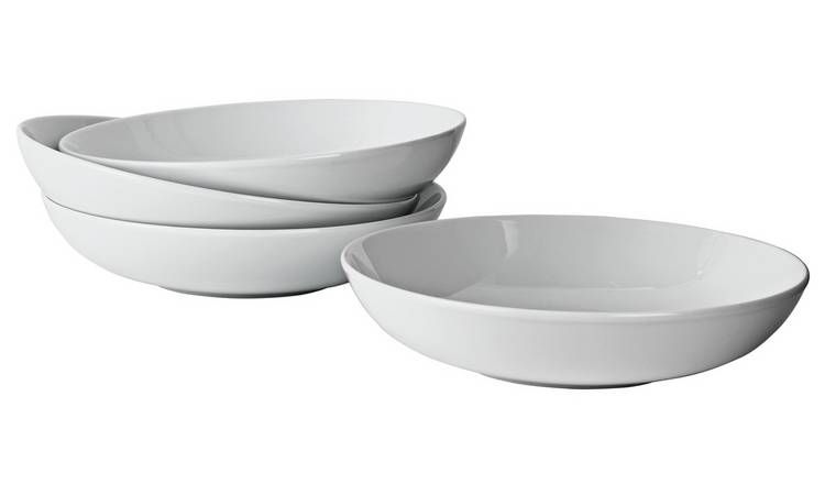Argos Home Set of 4 Porcelain Pasta Bowls - Super White - McGrocer