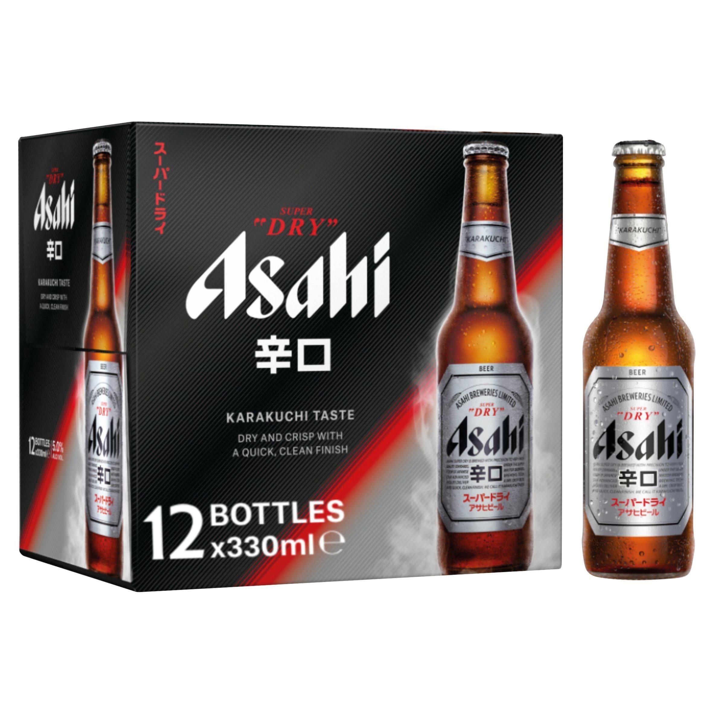 Asahi Super Dry Lager Beer Bottles 12x330ml - McGrocer