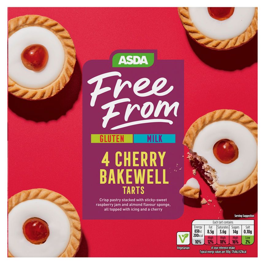 ASDA Free From 4 Cherry Bakewells Cakes - McGrocer