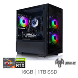 AWD-IT Defiant 3, AMD Ryzen 5, 16GB RAM, 1TB SSD, NVIDIA GeForce RTX 3050, Gaming Desktop PC - McGrocer