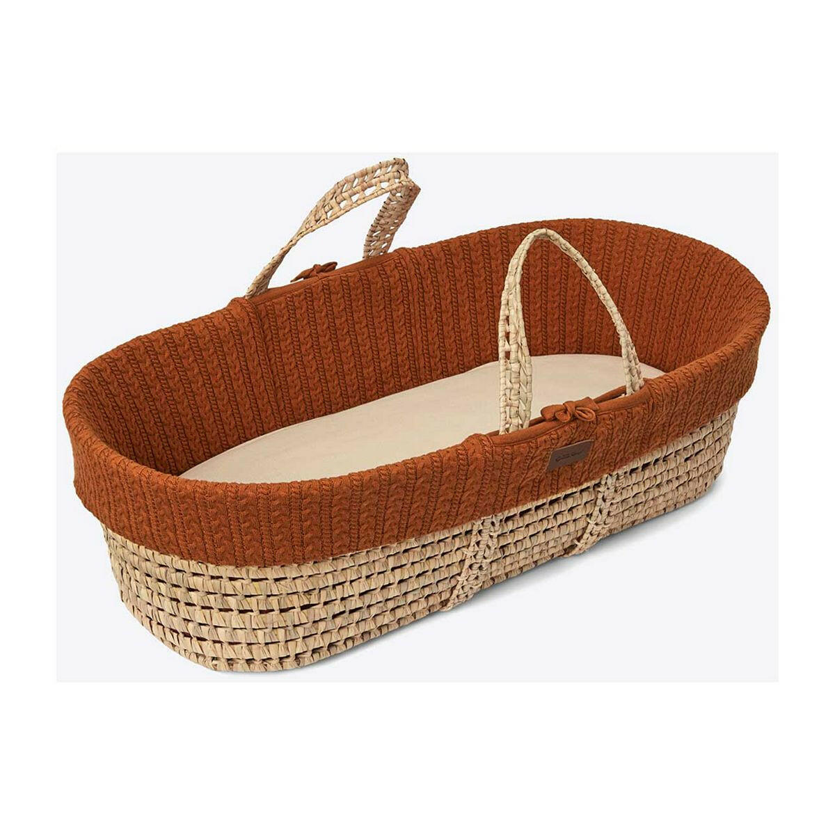 The Little Green Sheep Organic Knitted Moses Basket & Mattress - Terracotta GOODS Boots