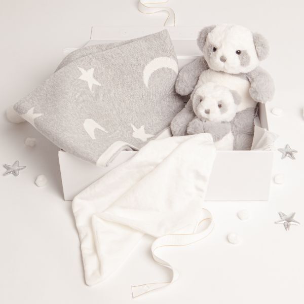 Babbico Grey Panda Toy, Blanket & Comforter Baby Gift Set - McGrocer