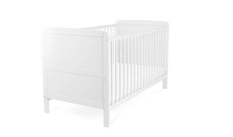 Baby Elegance Travis Baby Cot Bed with Mattress - White - McGrocer