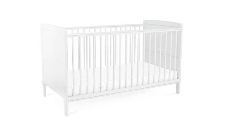 Baby Elegance Travis Baby Cot Bed with Mattress - White - McGrocer