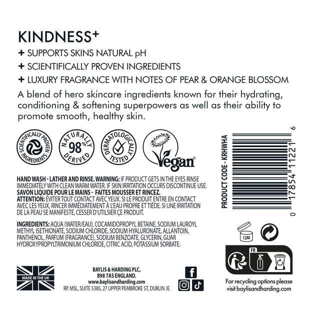 Baylis & Harding Kindness+ Hyaluronic Acid Moisture/Hydrate Hand Wash 500ml - McGrocer