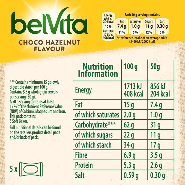 Belvita Choco Hazelnut Soft Bakes Breakfast Biscuits 5 x 40g - McGrocer