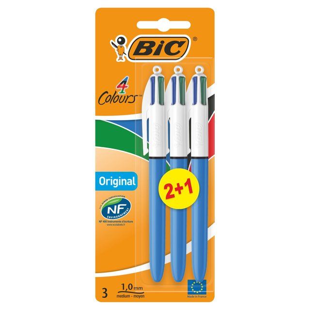 BIC 4 Colours Original Retractable Ballpoint Pens 3 per pack - McGrocer