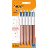 BIC 4 Colours Rose Gold Retractable Ballpoint Pens 5 per pack - McGrocer