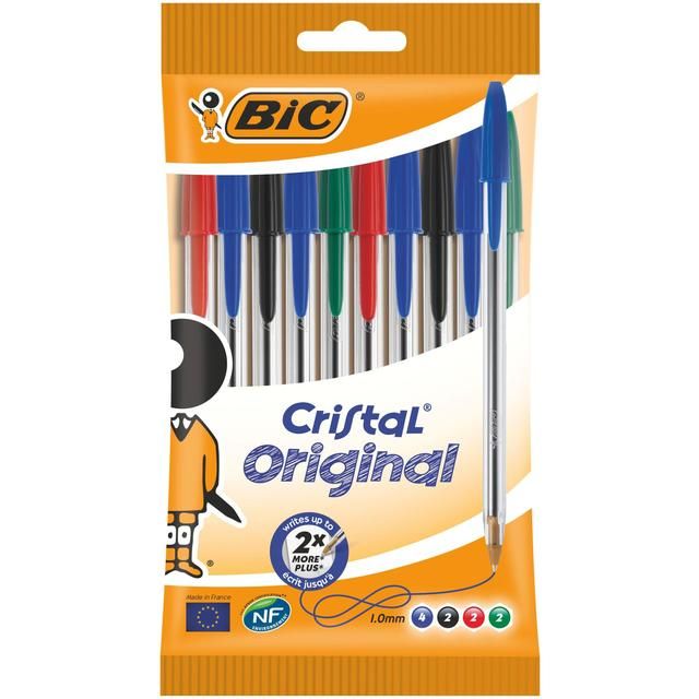 BIC Cristal Original Ballpoint Pens Assorted Box of 10 10 per pack - McGrocer