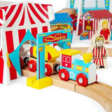 Bigjigs Rail Wooden Fun Fair Train Set, 54 Play Pieces - McGrocer
