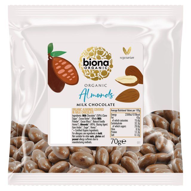 Biona Organic Almonds Milk Chocolate 70g - McGrocer