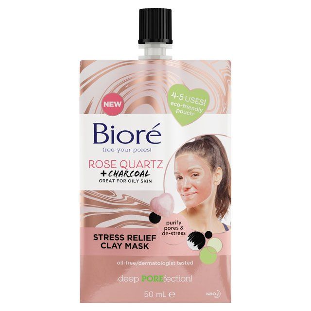 Biore Rose Quartz & Charcoal Stress Relief Clay Mask for Oily Skin 50ml - McGrocer