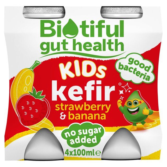 Biotiful Gut Health Strawberry & Banana Kids Kefir 4 x 100ml - McGrocer