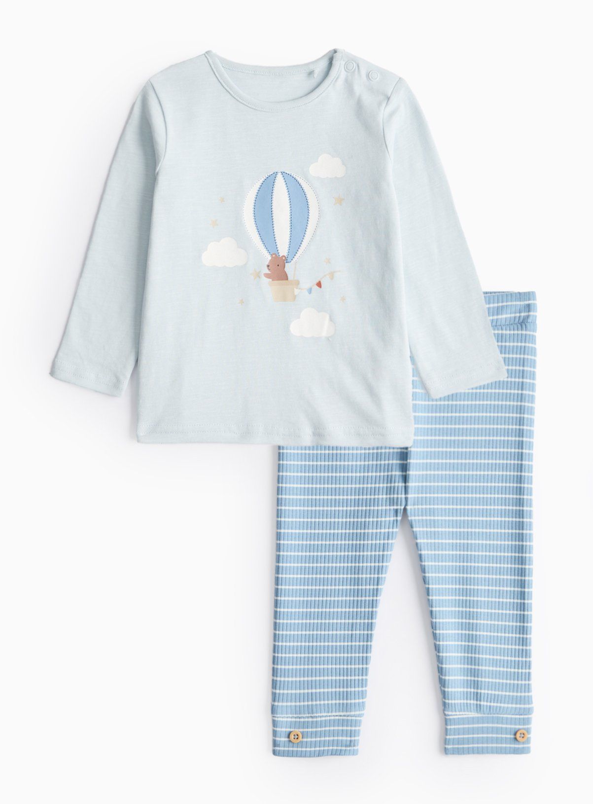 Blue Balloon Print Top & Striped Leggings Set 9-12 months - McGrocer