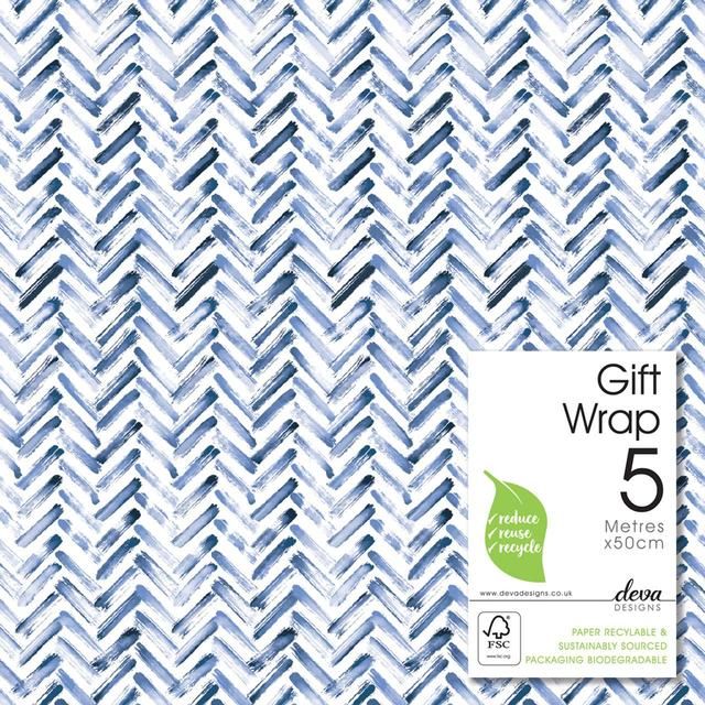 Blue Chevron Gift Wrap Roll - McGrocer