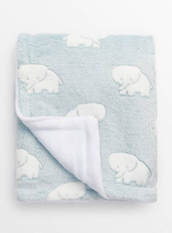 Blue Elephant Print Fleece Blanket One Size - McGrocer