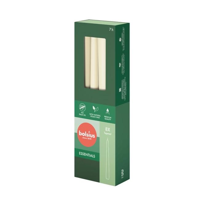 Bolsius Essentials Taper Candles Box of 8 Soft Pearl 8 per pack - McGrocer