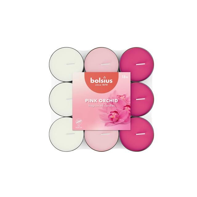 Bolsius Flat Pack Tea Lights - Pink Orchid 18 per pack - McGrocer