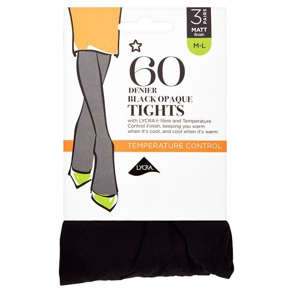 Superdrug 3 Pack 60 Denier Opaque Tights -Black M/L GOODS Superdrug