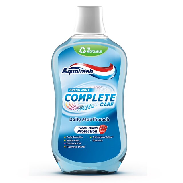 Aquafresh Mouthwash Complete Care Fresh Mint Alcohol-Free 500ml - McGrocer