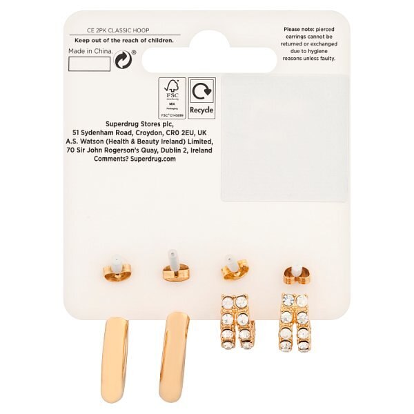 Superdrug 2 Pack Classic Gold Tone Hoop GOODS Superdrug