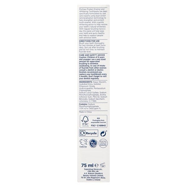 Superdrug ProCare Enamel Protect with Gentle Whitening Toothpaste 75ml GOODS Superdrug