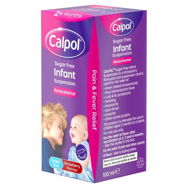 Calpol Infant Sugar Free Oral Suspension Strawberry 2+ Months 100ml
