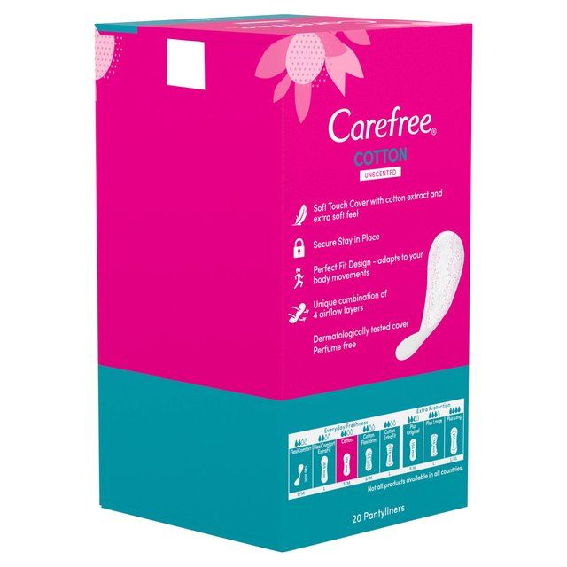 Carefree Cotton Breathable Pantyliners Single Wrapped 20 per pack