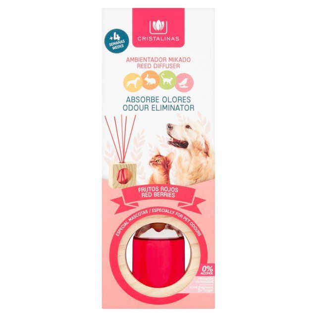 Cristalinas Pet Odour Eliminator Reed Diffuser Red Berries 30ml