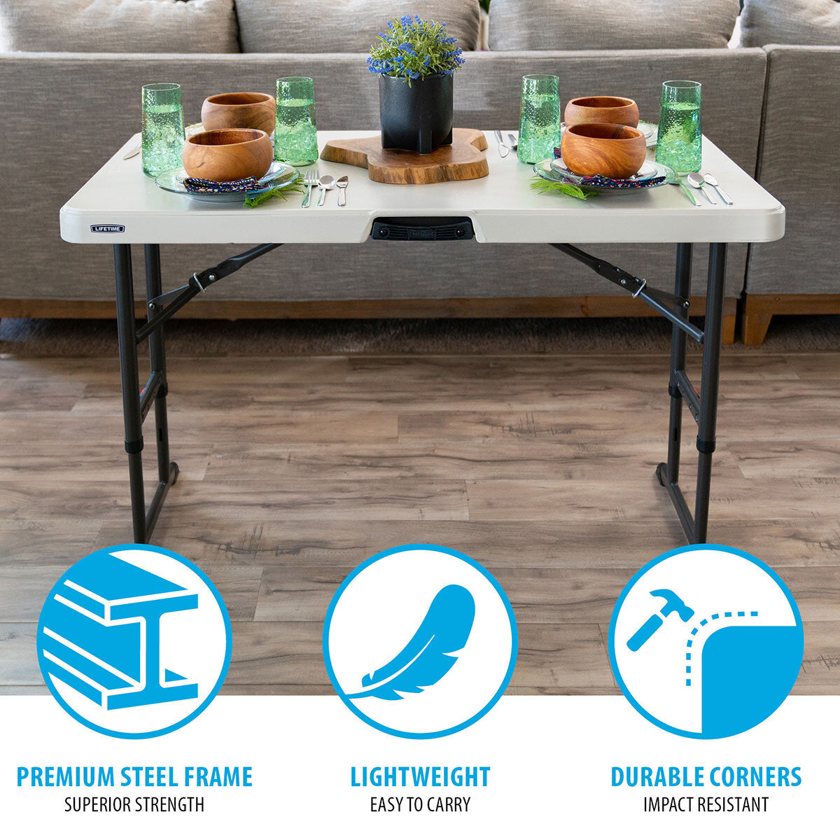 Lifetime 4ft Adjustable Height Nesting Commercial Grade Table - McGrocer