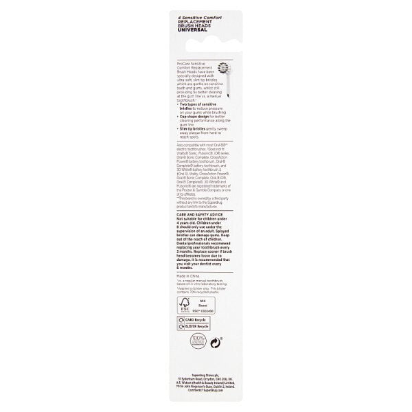 Superdrug ProCare Sensitive Replacement Toothbrush Heads x4 GOODS Superdrug