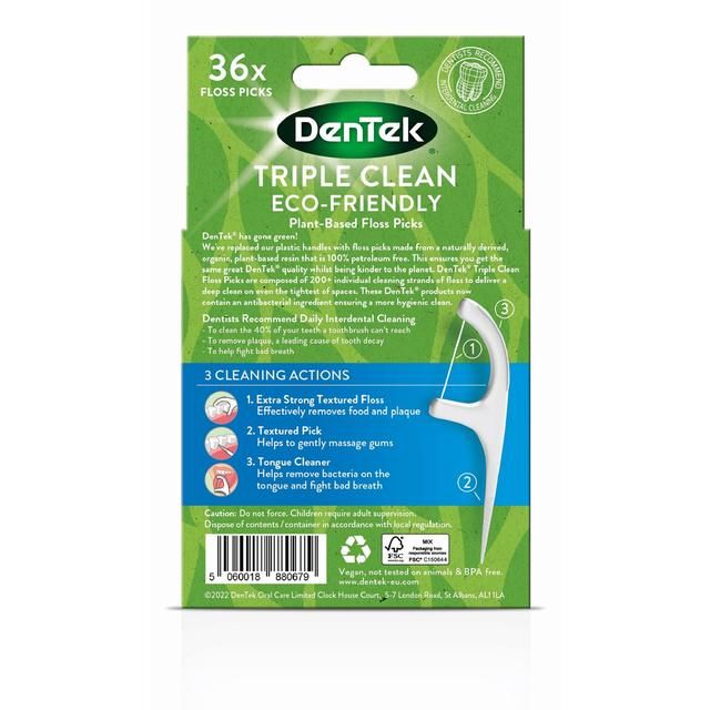 DenTek ECO Triple Clean Floss Picks 36 per pack