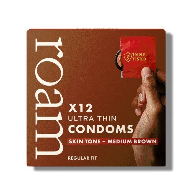 DNR Roam Skin Tone Condoms Medium Brown 12 Pack