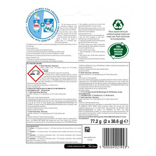 Duck Active Clean Toilet Rim Block Pine Duo Pack 2 x 39g