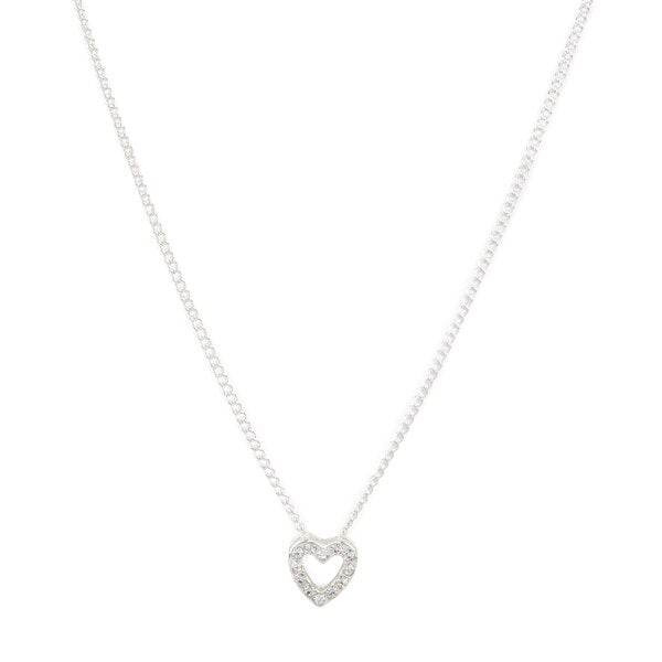 Superdrug Silver Tone Diamante Heart Necklace GOODS Superdrug