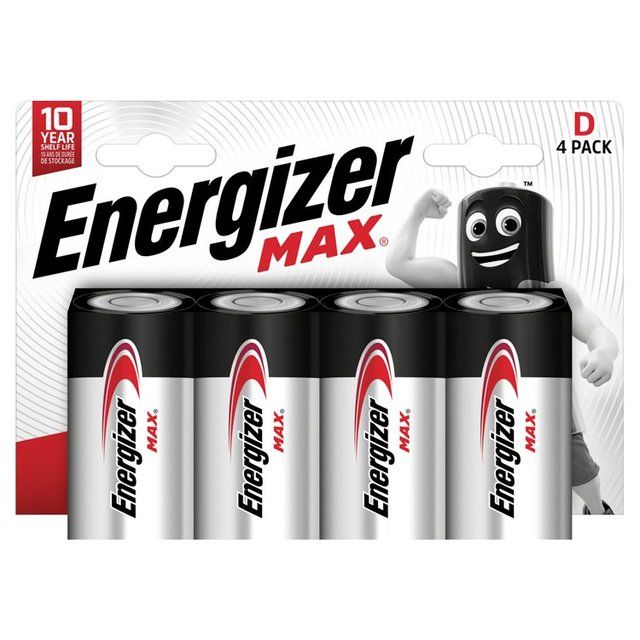 Energizer Max D Batteries Alkaline 4 per pack
