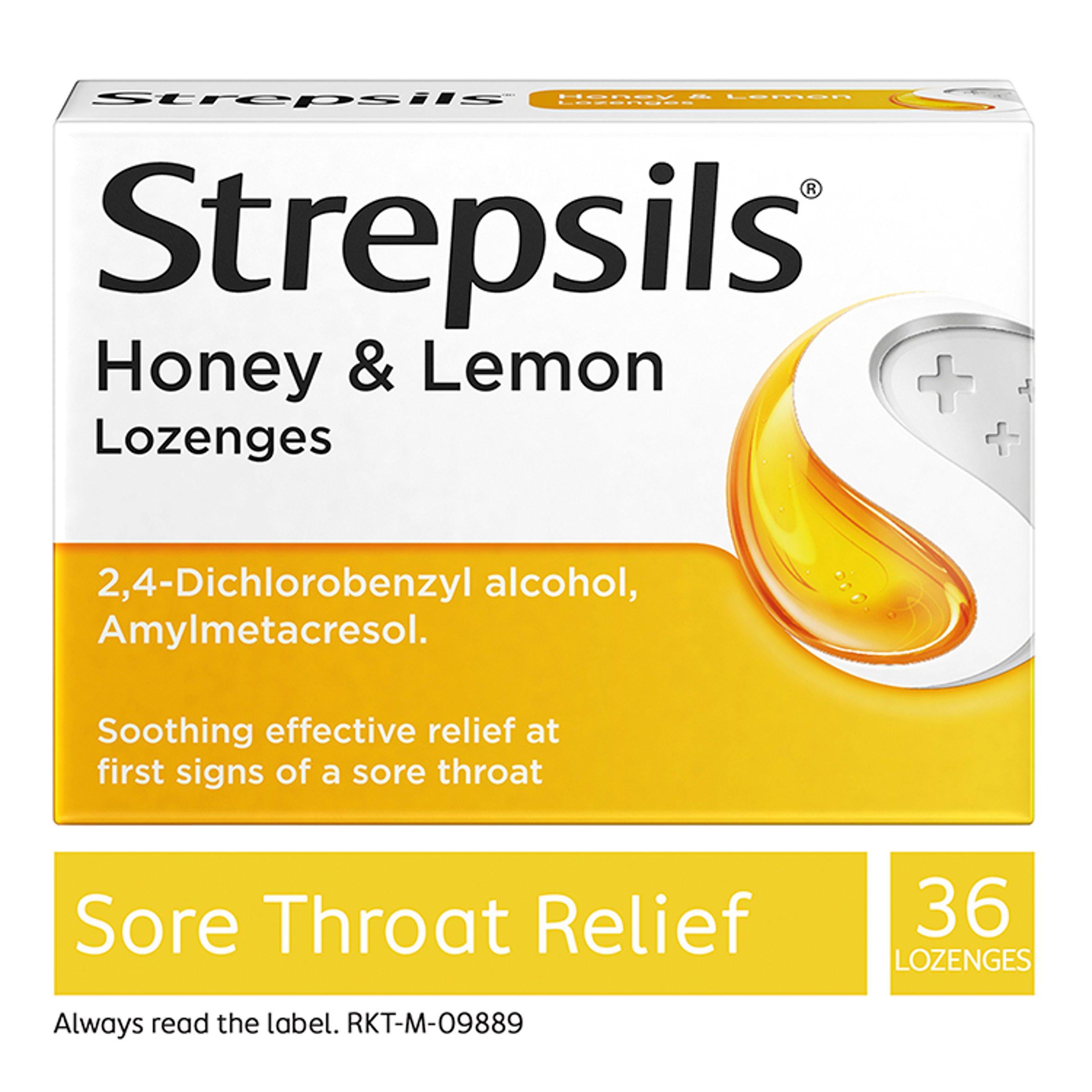 Strepsils Honey & Lemon Sore Throat Lozenges x36 cough cold & flu Sainsburys
