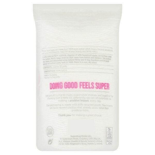 Superdrug 100% Pure Cotton Wool Pads - 50 Oval Pads GOODS Superdrug