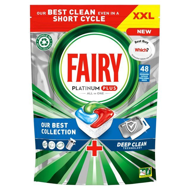 Fairy Platinum Plus Deep Clean Dishwasher Tablets Deep Clean 48 per pack