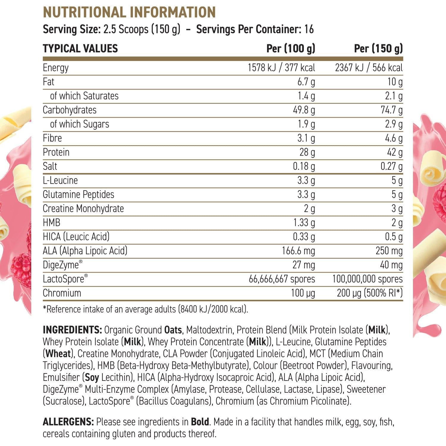 Applied Nutrition Critical Mass Professional Lean Mass Gainer Strawberry 2.4kg (16 Servings) - 999287
