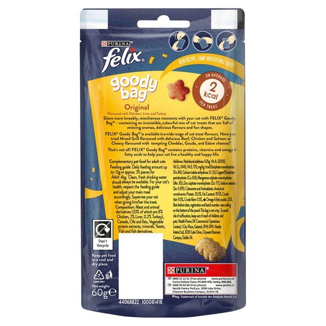 Felix Goody Bag Original Chicken Liver & Turkey Cat Treats 60g
