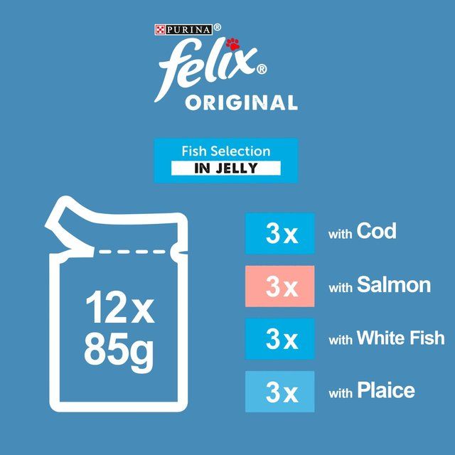 Felix Original Cat Food Senior 7+ Fish Selection in Jelly Wet Cat Food 12 x 85g
