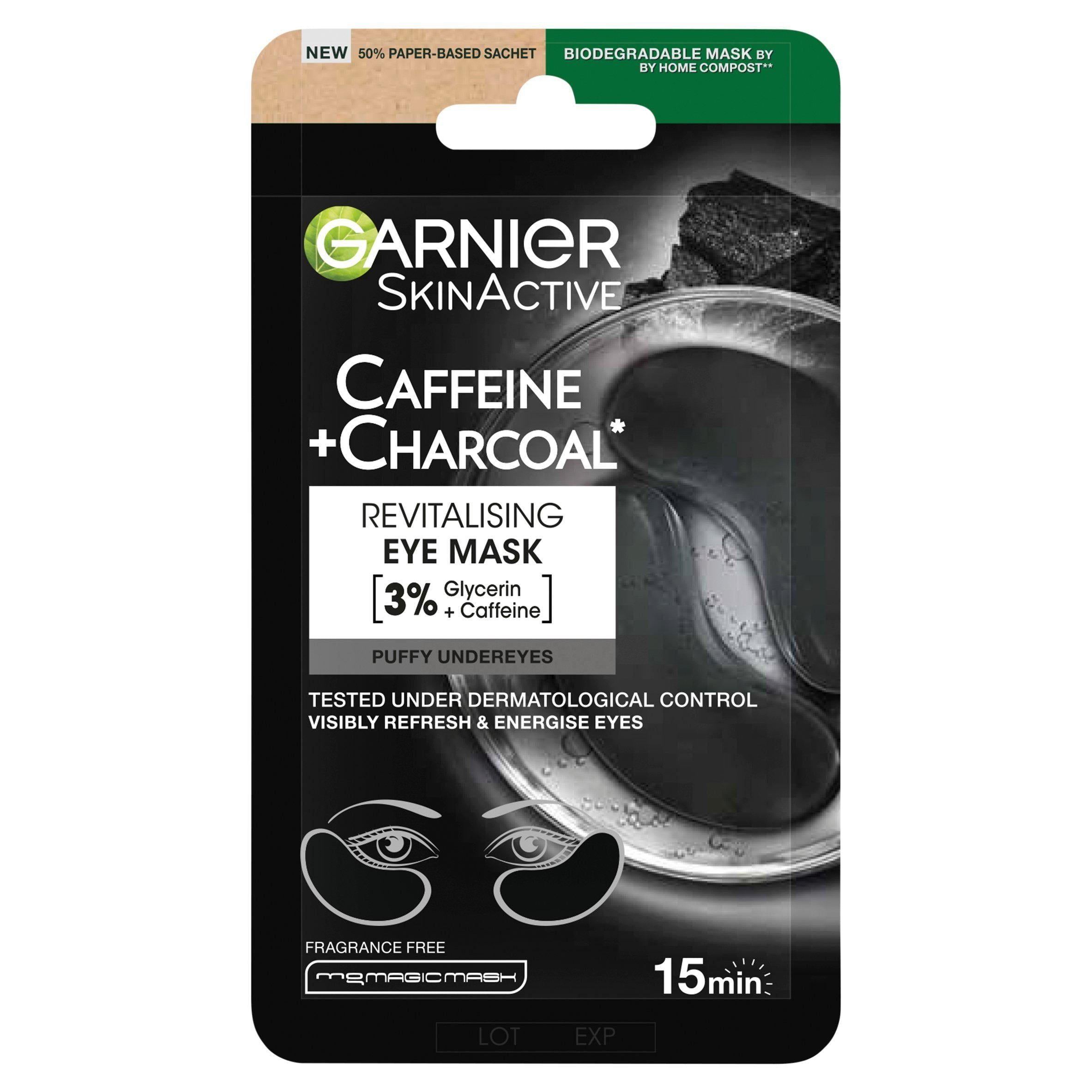Garnier Depuffing Eye Mask with Bamboo Charcoal For Puffy Eyes All Skin Types 5g