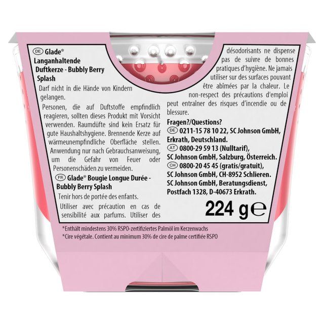 Glade Large Scented Candle Bubbly Berry Splash 224g